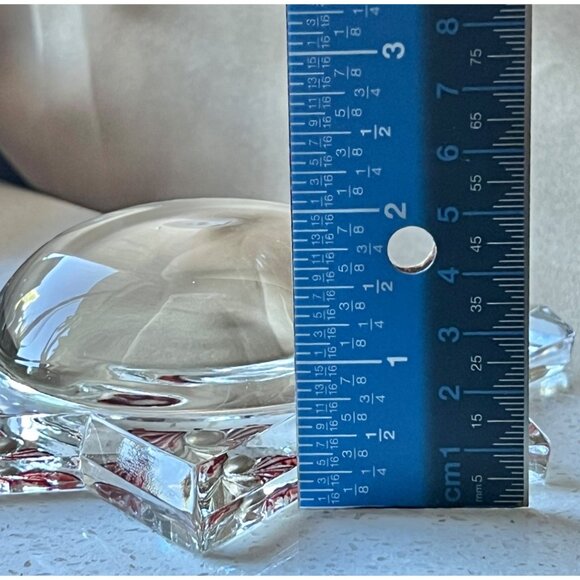 Antique Victorian Star Shaped Glass Paperweight Red & Gold Floral Accents READ - Picture 9 of 10